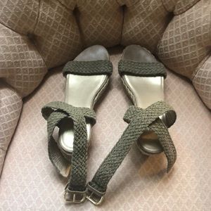 Stuart Weitzman strappy sandals olive green